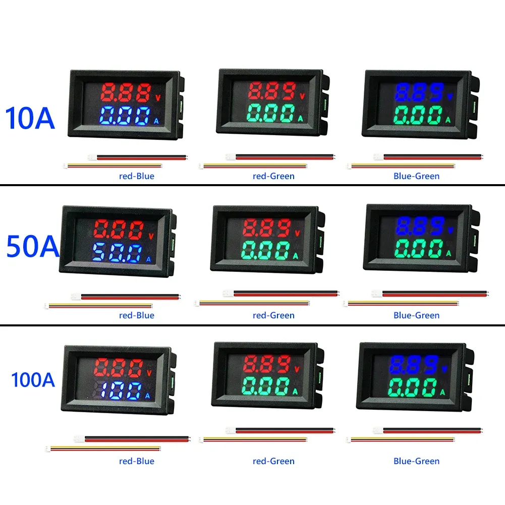 Red And Blue LED Digital Current Voltmeter Dual Display Digital