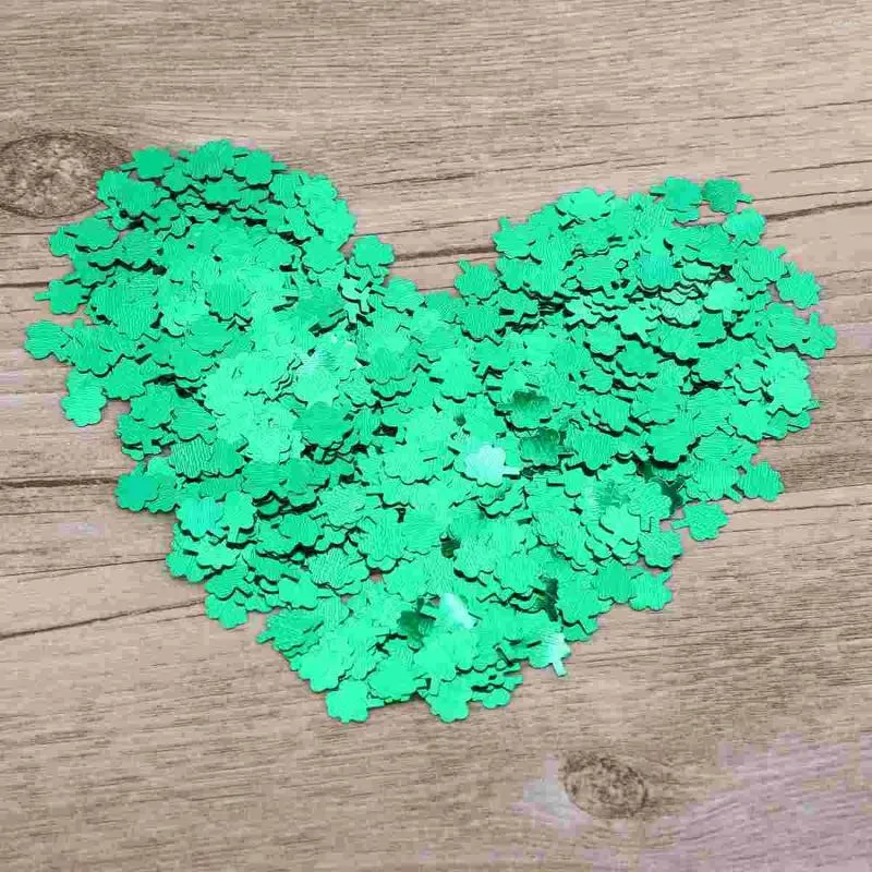 Party Decoration St Patrick's Day Shamrock Confetti Sequins Festival Decorations(Dark Green 15g)