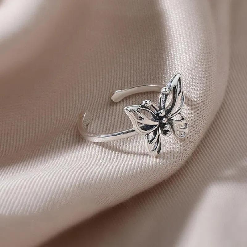 2024Gothic Butterfly Ring, Adjustable Alloy Opening Ring, Vintage ...