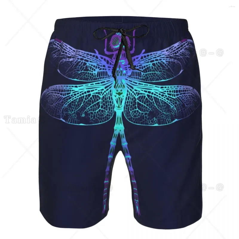 Men's Shorts Men Beach Short Quick-drying Swimming Trunk Dark Blue Dragonfly Swimwear Swimsuit Bathing