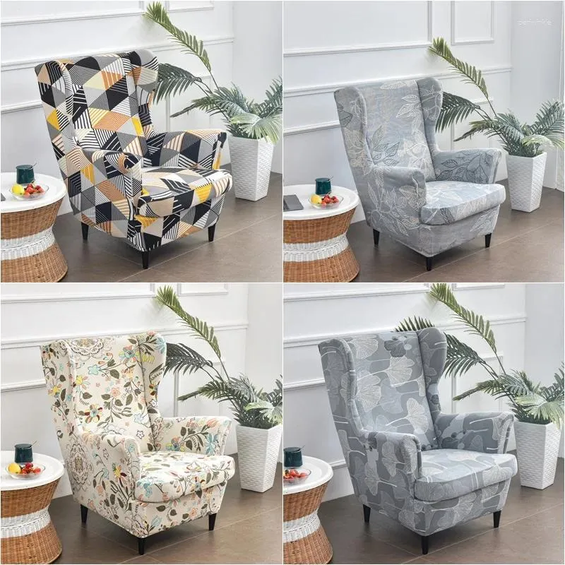 Chair Covers Geometry Sloping Arm King Armchair Cover Elastic Slipcover Wing Back Sofa