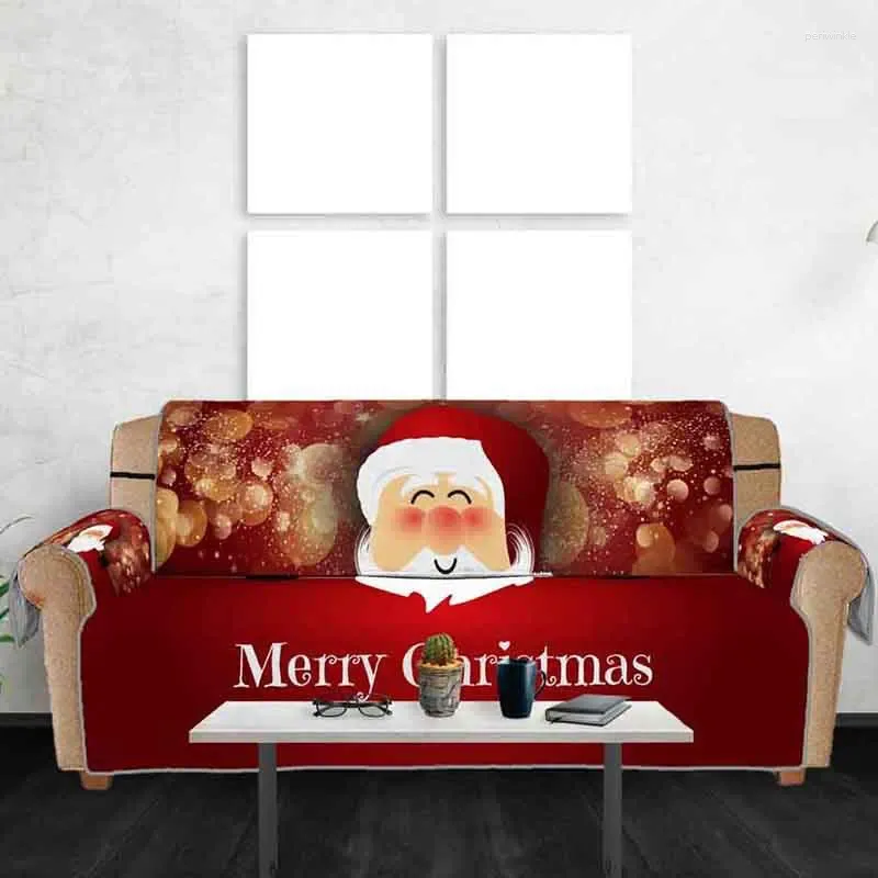 Stoelhoezen 3D Digitale Print Bankhoes Cartoon Rood Kerstman Patroon Kussen