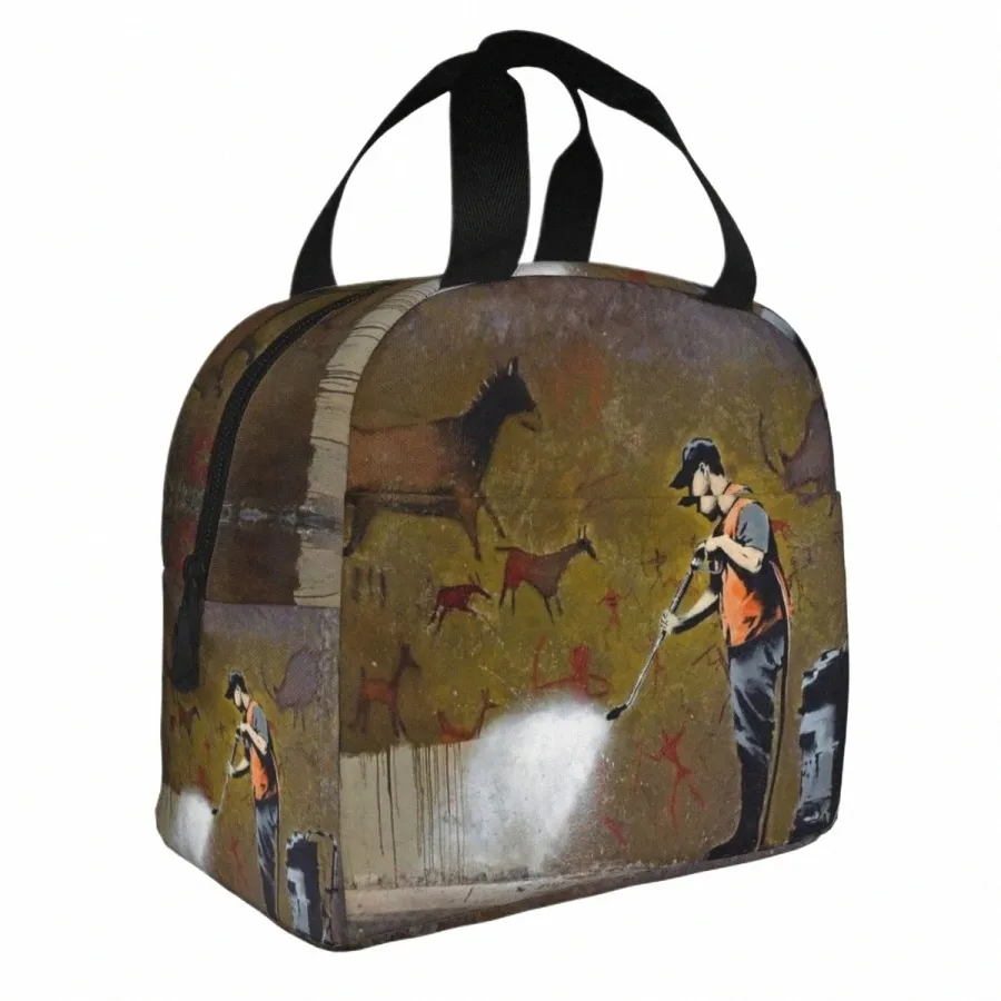 Rådets arbetare av Banksy Isolated Lunch Bag stor måltid Ctain Cooler Bag Lunch Box Tote School Picnic Bento Pouch B9ae#