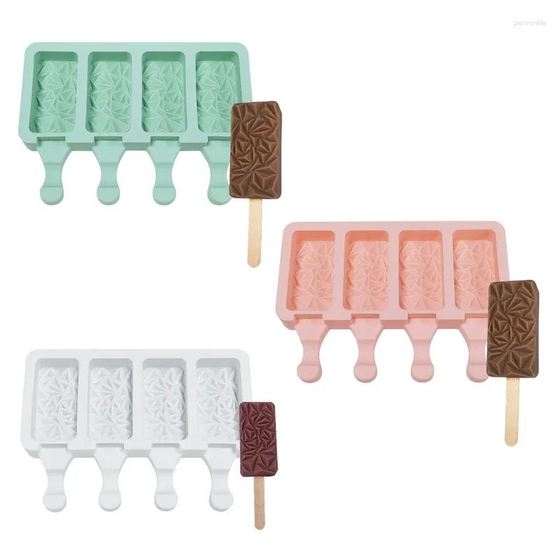 Baking Moulds 4 Cavities Hill Popsicles Mold Non-stick Silicone Ice Cream Homemade DIY