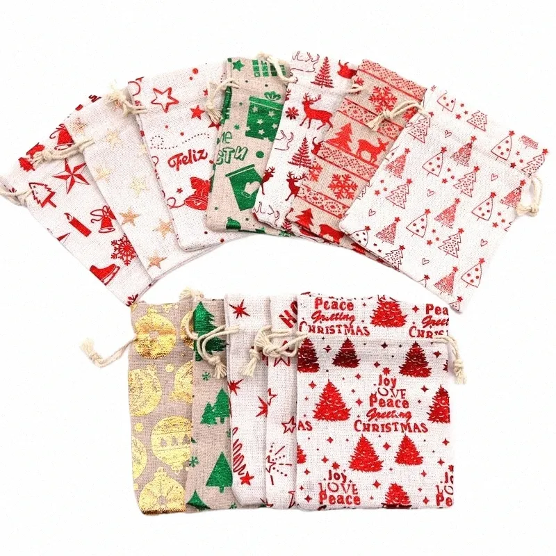 Świąteczna torba na prezent świąteczny Piękny przenośna mini -magazynowa torba do cukierka Święty Święty Klacz Elk Drukowane opakowanie Cable Torby 10*14CM H8RS#