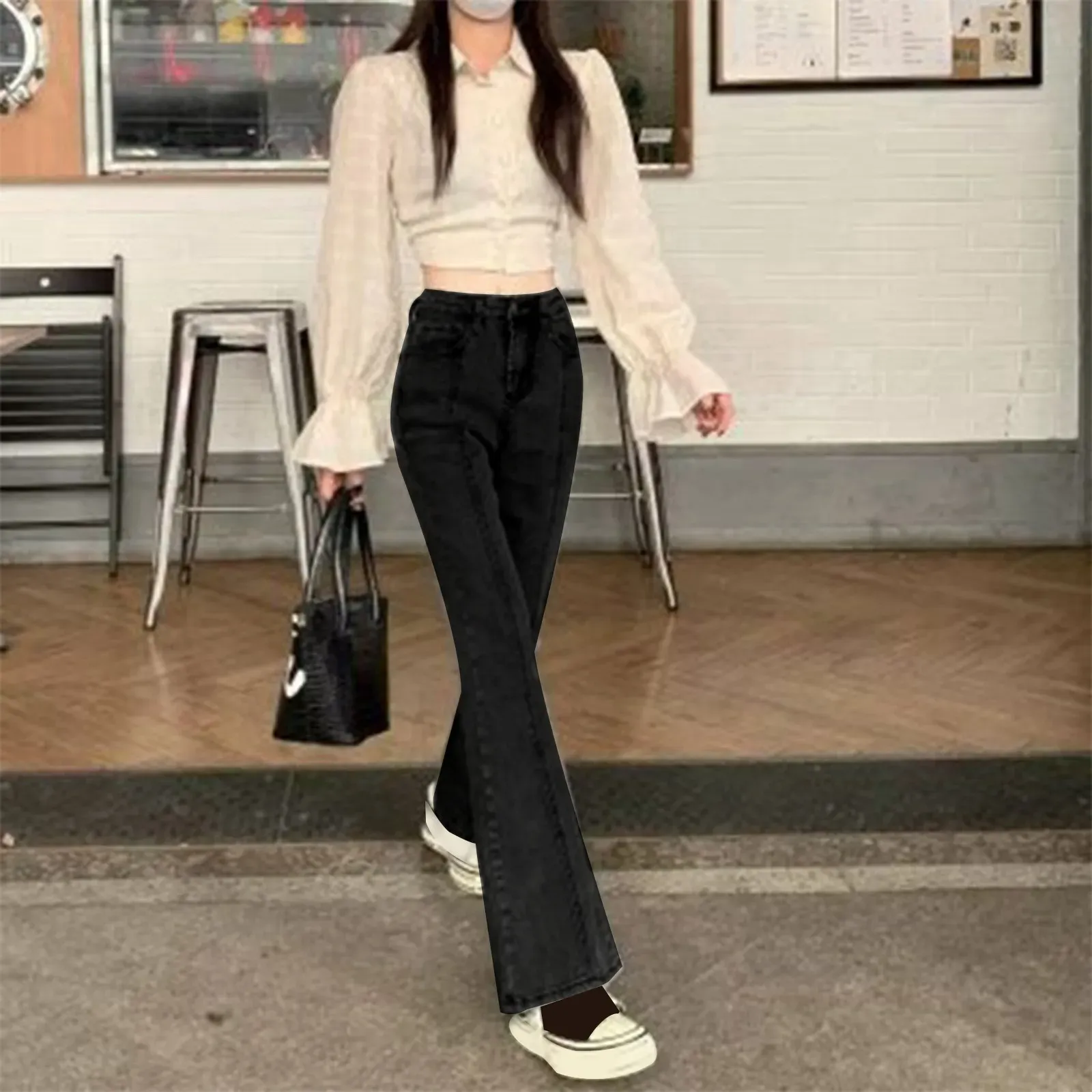 Retro Micro Flared Jeans for Women: High-Waisted Pear-Shaped