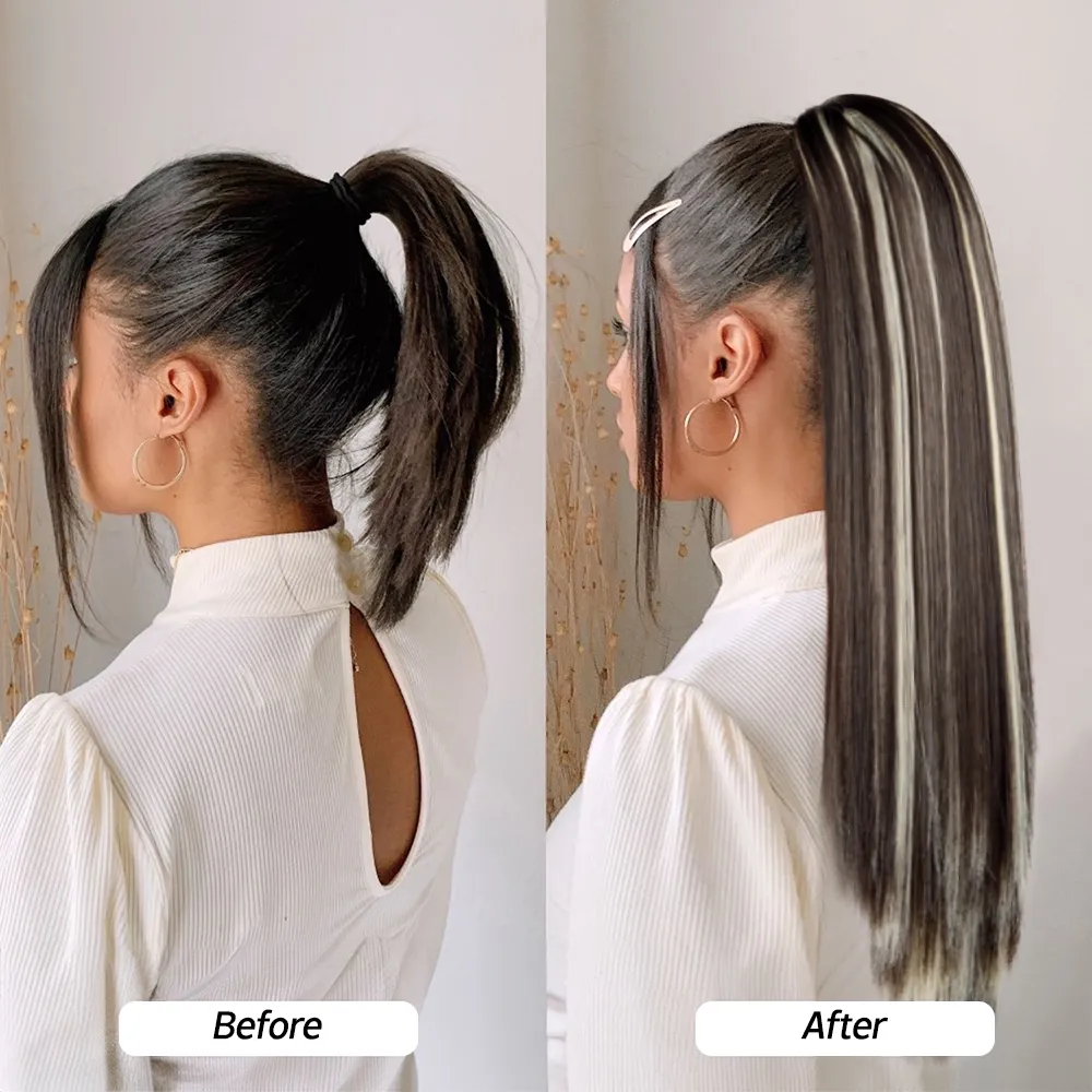 22 Inch Human Hair Ponytail Extension with Claw Clip 120g Straight Amazon.com : Hairro Claw Ponytail Extension Jaw On Clip On  main image 2