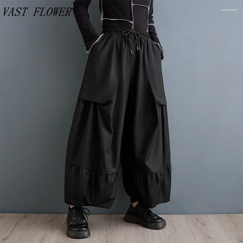 Pantalon femme noir taille haute surdimensionné vintage décontracté lâche printemps automne vêtements d'été pour femmes 2024 pantalons à jambes larges bloomers