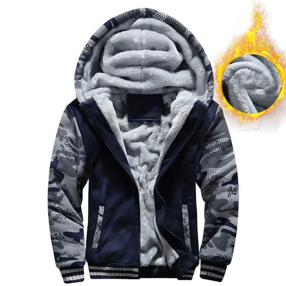 Mens Camouflage Hoodie With Zipper Thicken Warm Winter Sweatshirt Fleece Insulated Bomber Snow Jackets Men Loose Casual Long Sleeve Cardigan From Ddmymaster 40.49 DHgate.Com