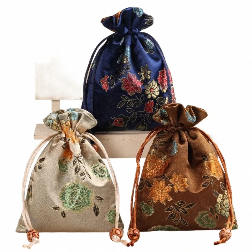Style chinois rétro broderie Fr cordon sucre sac Fr sac à main sac cadeau style ethnique bijoux sac de rangement porte-monnaie n7DP #