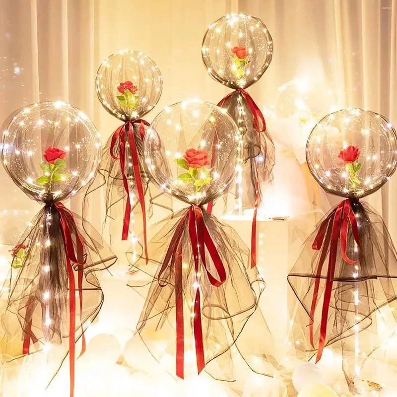Petites fleurs décoratives à hélium pour ballons, Bouquet de roses LED, décoration lumineuse de noël, cadeau de décoration pour la maison, rechargeable