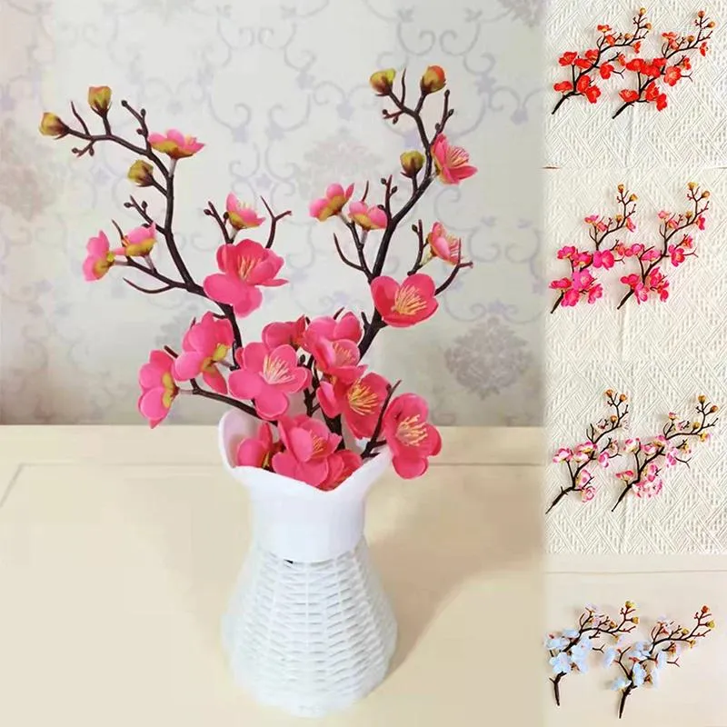 Kwiaty dekoracyjne 1PC 30 cm długość sztuczna zima Wintersweet Garden Garden Dom Wedding Decorations Symulowane bukiety rok po rekwizyty