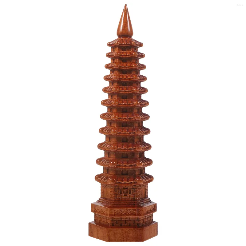 Садовые украшения Ретро Буддизм Модель башни Декоративная деревянная статуя Настольная поделка