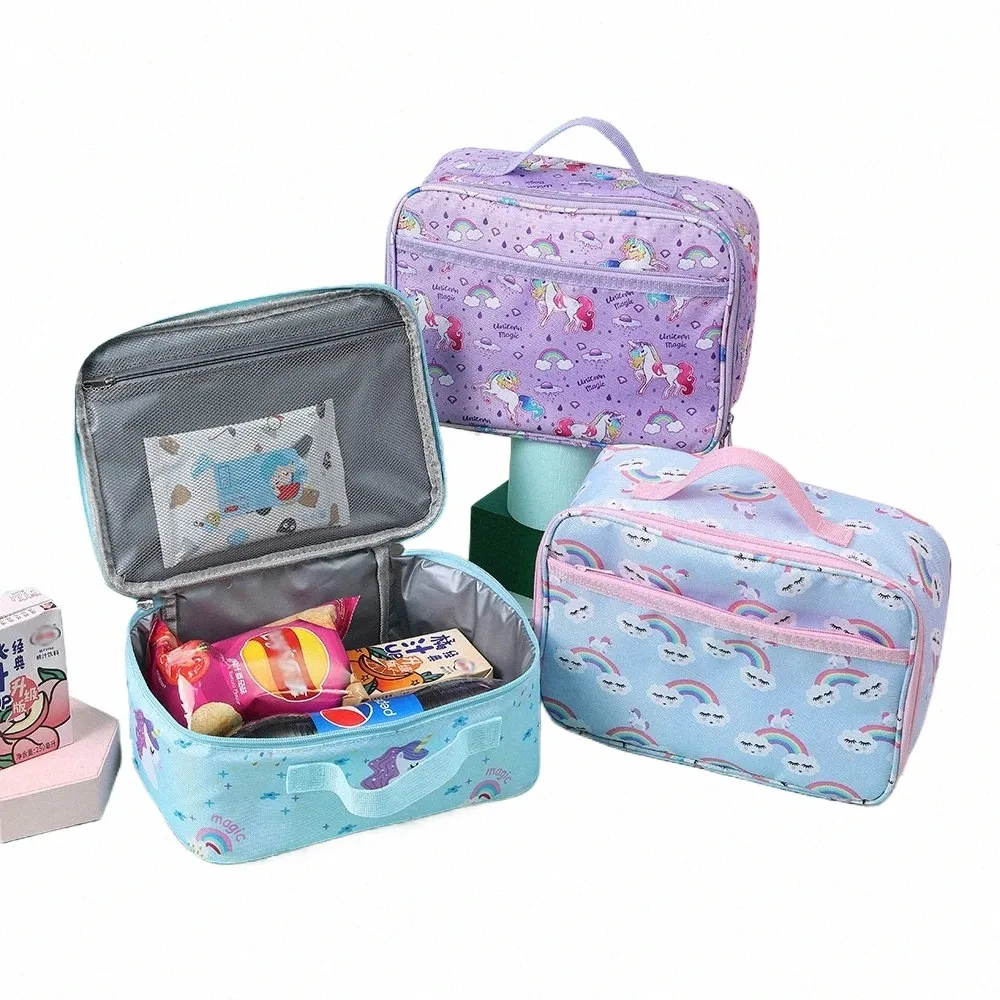 Unicorn Carto Lunch Bag stor kapacitet Barnens söta Bento Bag Student Travel Picknickväskor Leisure Ice Bags F9fy#