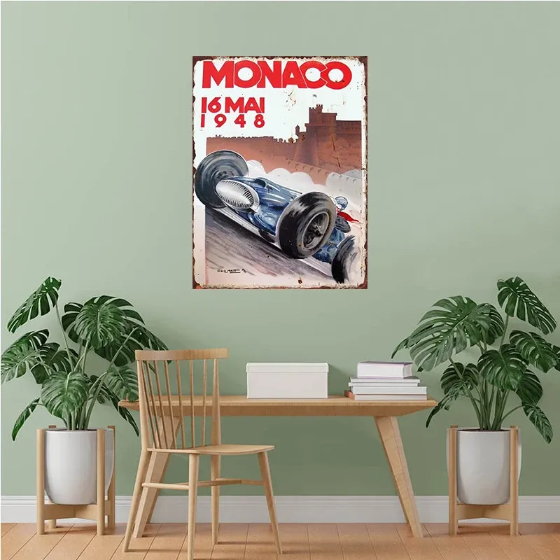 Plaque Métal Publicitaire Monaco Grand Prix 1936 – 30 X 40 Cm, Neuve