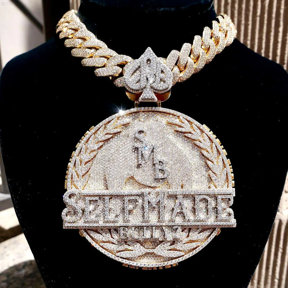 Fashion Hip Hop Pendant Bling Luxury Iced Out Moissanite Jewelry Sterling Silver Diamond Charm Custom Pendant Necklace