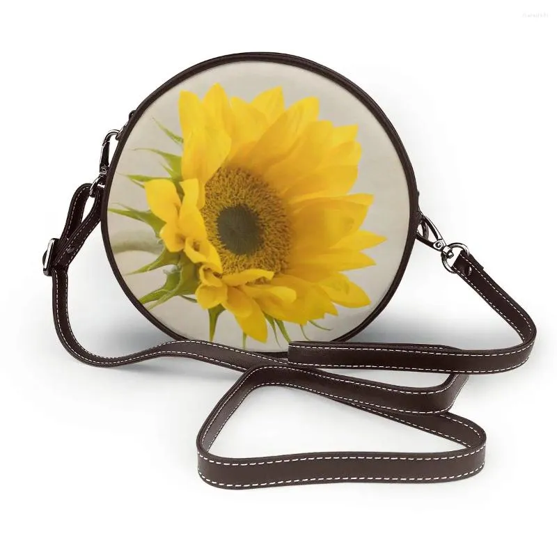 Tasche Blumen Schulter weibliche Mode Runde stilvolle Leder Einkaufstasche