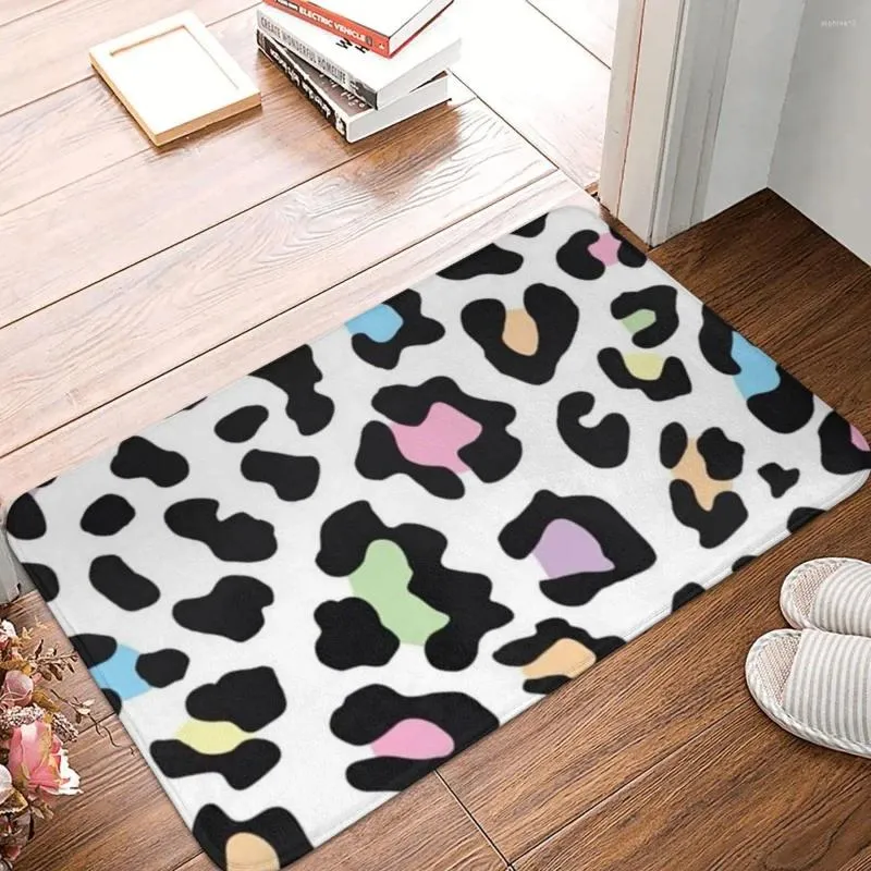 Tapis de bain Tapis de guépard coloré léopard velours doux tapis de toilette cuisine porte de douche antidérapant sol imprimé tapis de salle de bain