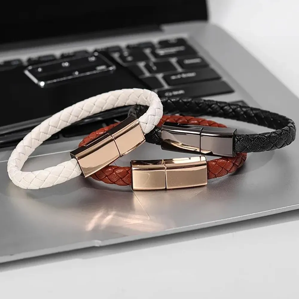 Eonline 3D 6A Bracelet en cuir micro USB Type C portable Câble de données USB Portable Câble chargeur de téléphone mobile à chargement rapide