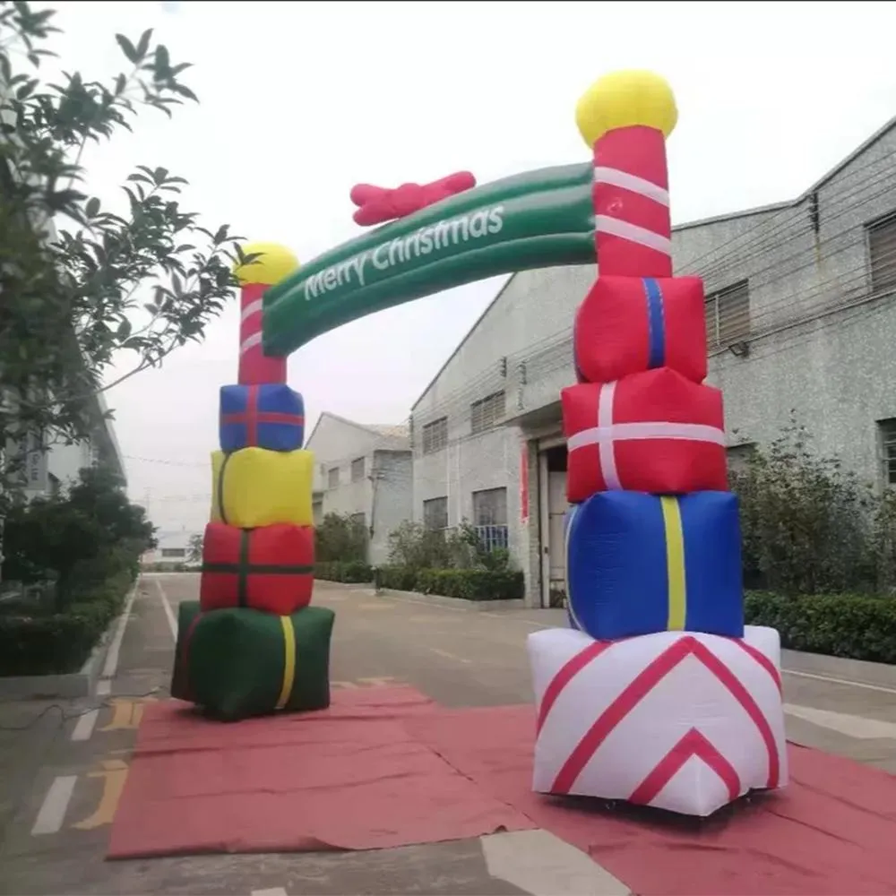 5mW x 4mH 16.4x13ft wholesale Inflatable Christmas Arch with Gift Box Archway Air Blower for Yard Shopping Mall Decoration