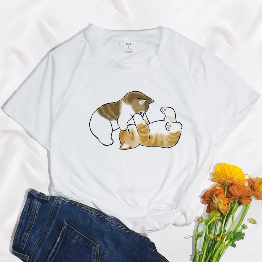 T Shirts Danimaux Drôles, T Shirt Graphique Mignon De Chat Pour