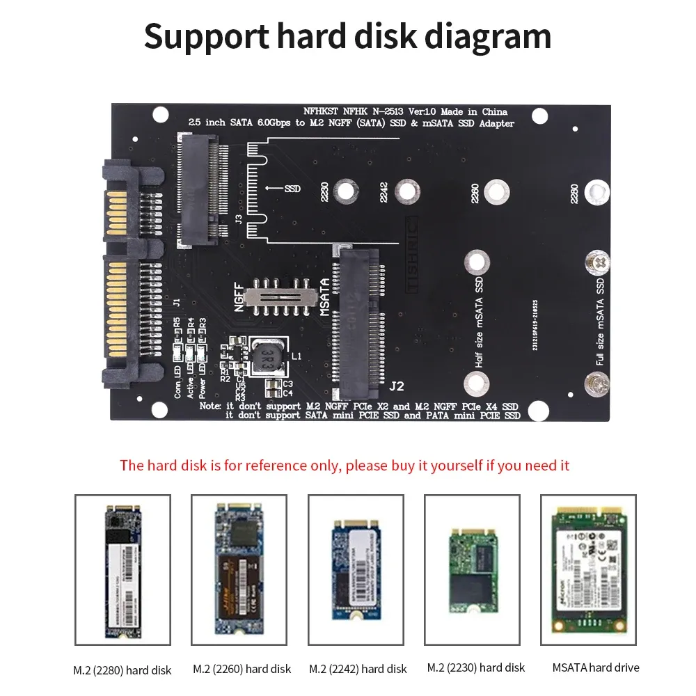 M2 To Sata Adapter Mini PCI E MSATA SSD To 1.8 Inch Micro SATA Adapter ...