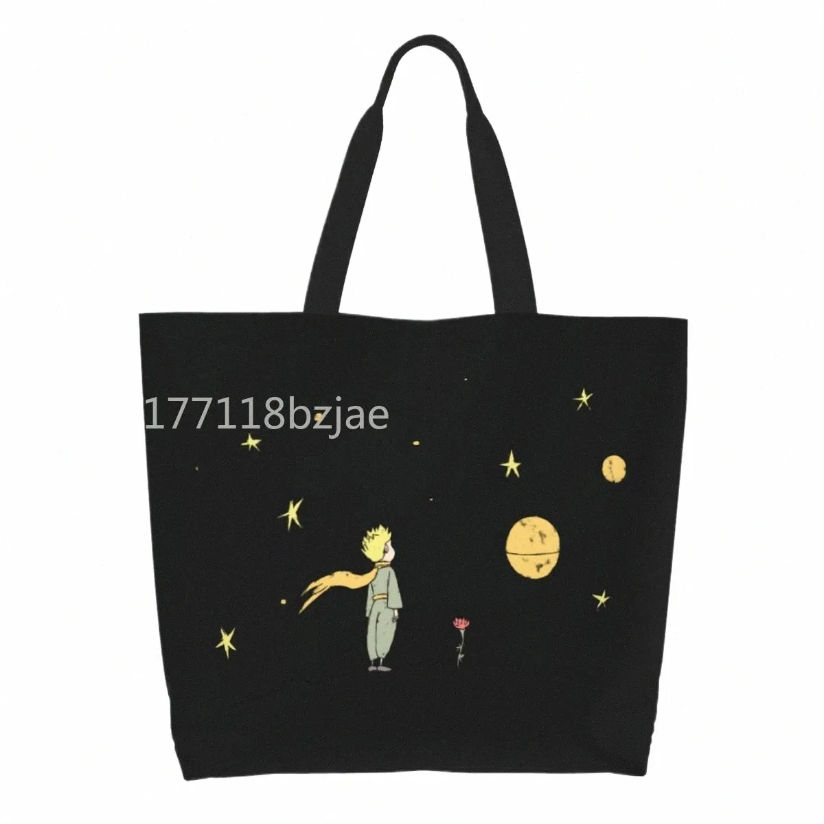 kawaii Classic Ficti The Little Prince Shop Tote Bag Reusable France Fairy Tale Groceries Canvas Shopper Shoulder Bag 80xp#