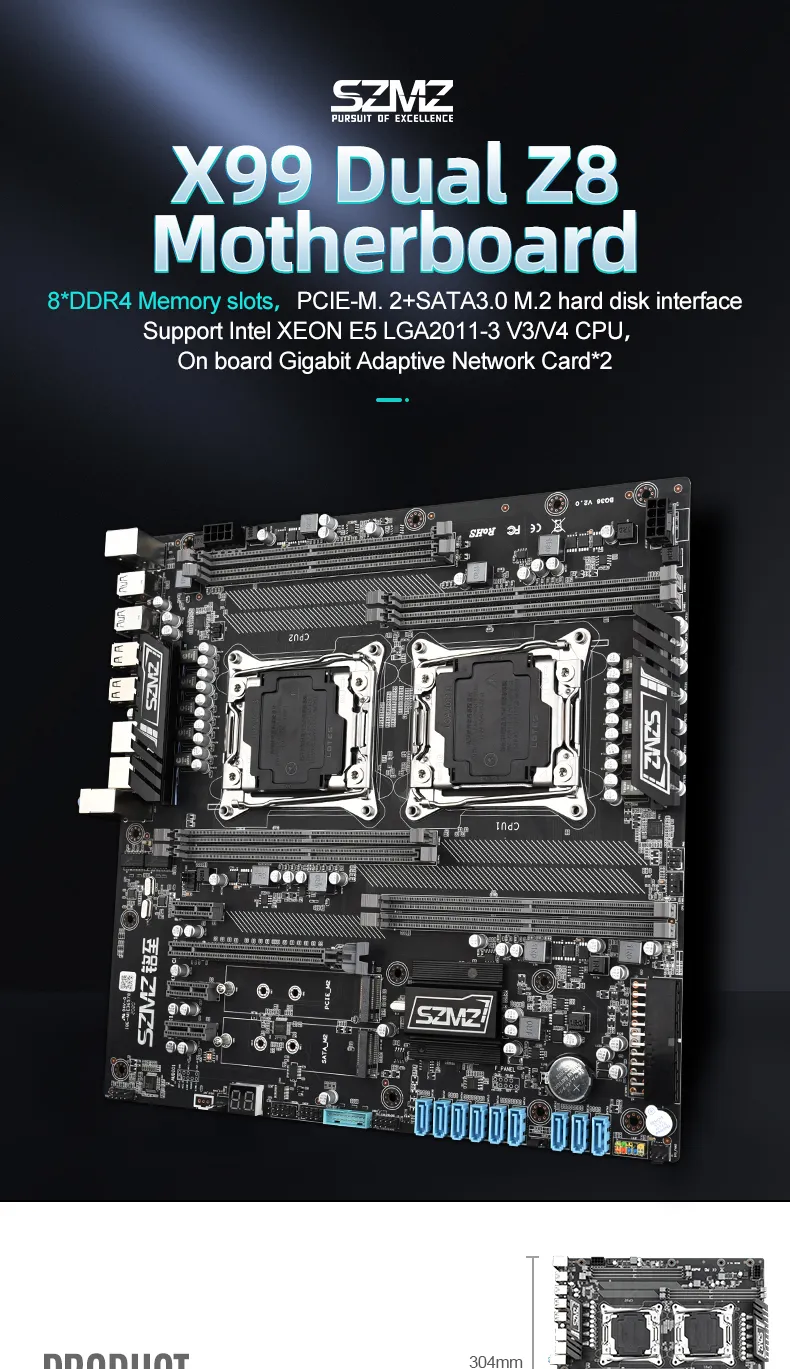 X99 Dual Z8 motherboard kit with 2 Intel Xeon E5-2695 v4