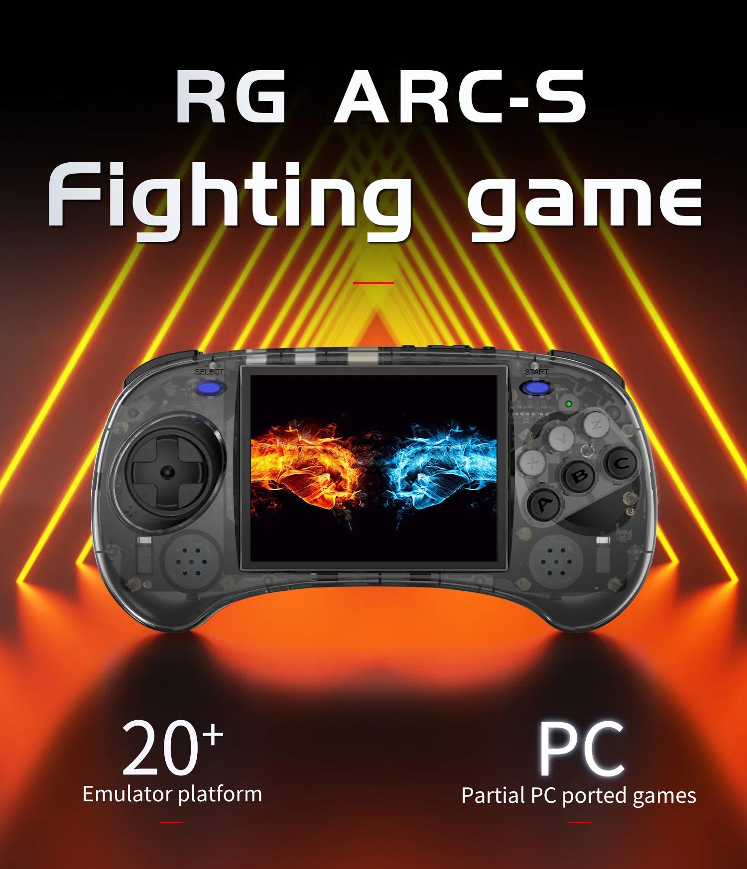 RG ARC S レトロハンドヘルドゲームコンソール、4 インチ IPS オープン