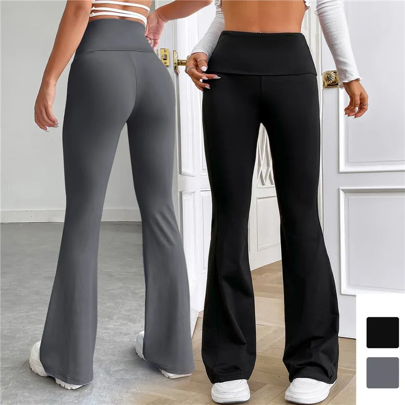 Femmes sports de gymnase évasé pantalon de danse pantalon de danse micros