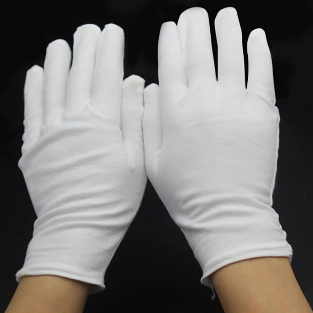 White Cotton Gloves: Soft, Washable Cloth Mittens For Dry Hands ...