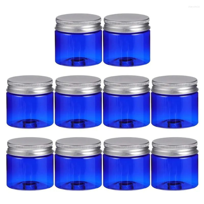 Bottiglie di stoccaggio vuote 10 pezzi barattoli ricaricabili dispenser organizzatore di trucco per viaggi all'aperto (blu 50g)