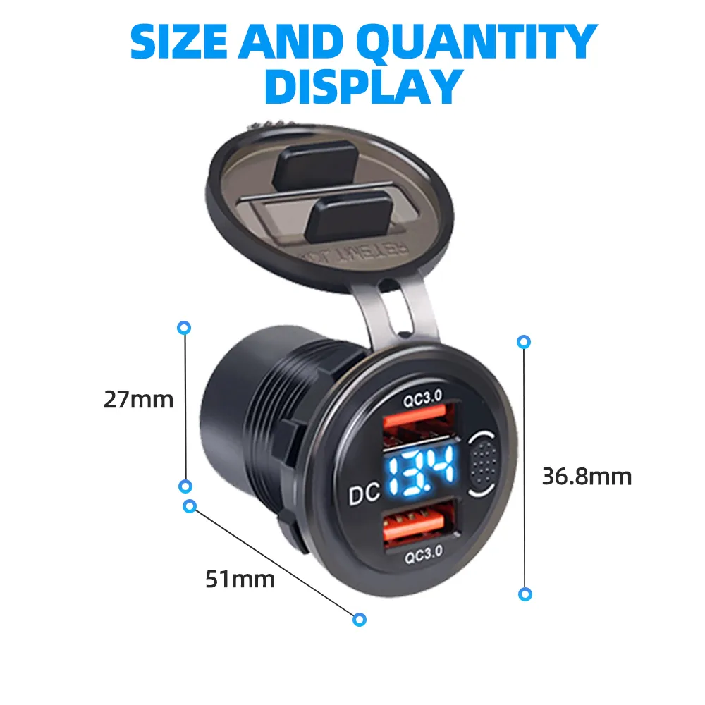 LINLIJIA Quick Charge 3.0 Car Charger – 40W Dual QC3.0 & Type-C Outlet With LED Voltmeter For 12V/24V Vehicles