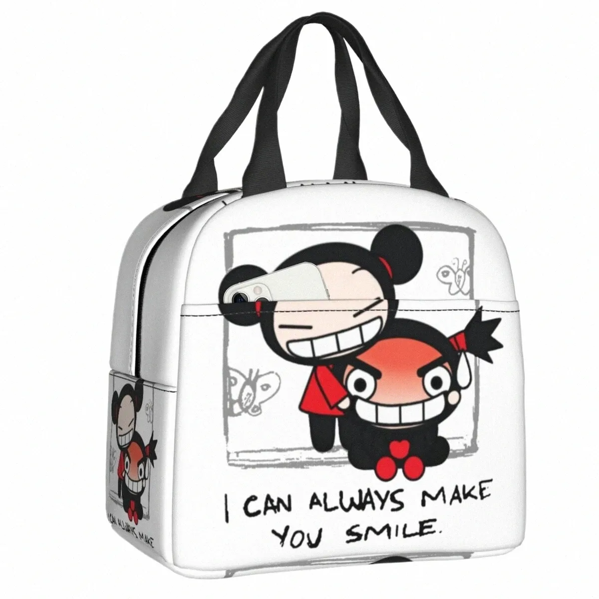 Carto Anime Pucca Funny Love Insulatedランチバッグポータブルクーラーサーマルベントボックス