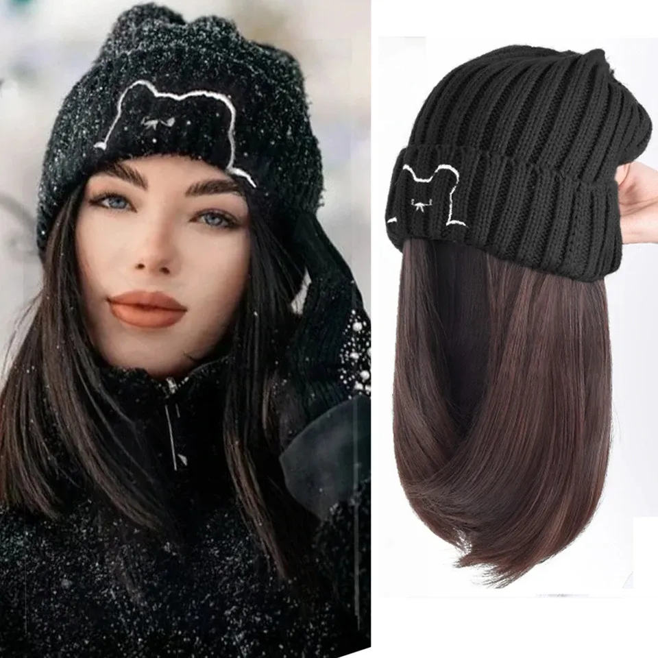 Parrucche HOUYAN Parrucca femminile capelli lunghi con cappello parrucca una donna estiva naturale testa piena stile moda rete tendenza rossa capelli lunghi ricci