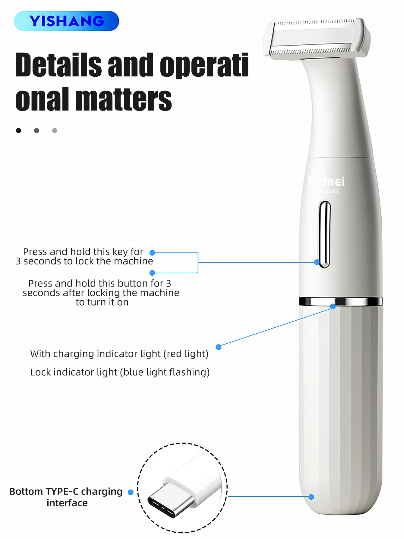 Épilateur Kemei 6-en-1