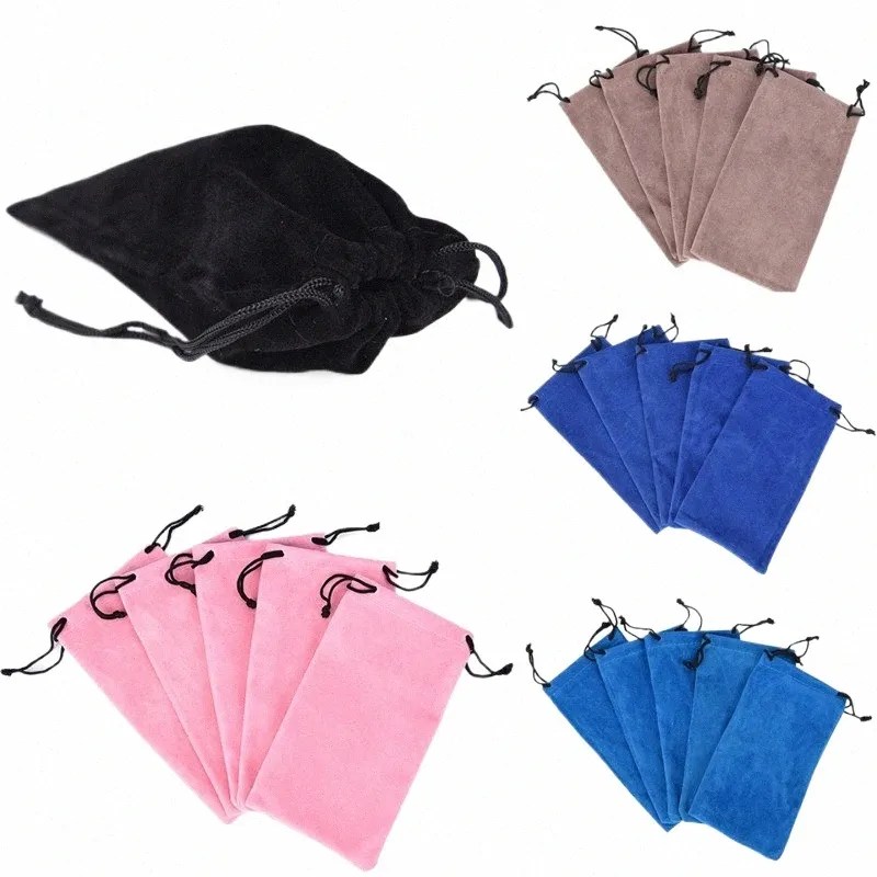 10pcs / lot sac à lunettes de soleil à cordon très doux pochette à lunettes étuis à lunettes sacs en matériau Veet S2XC #