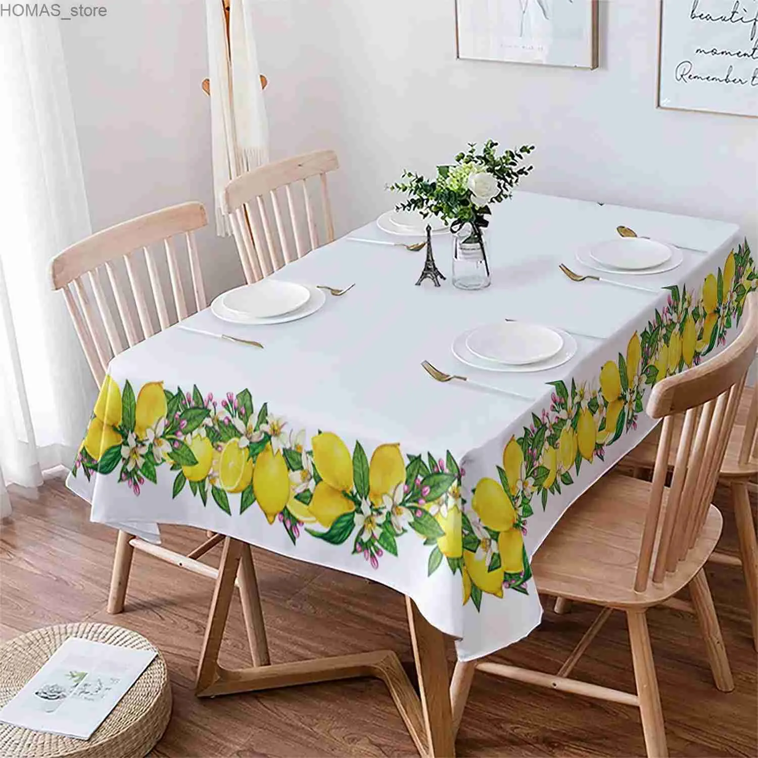 Stołowe lato żółty granica cytrynowa prostokąt stołowy kuchenny stół do jadalni Wodoodporny tkaninowy okładka