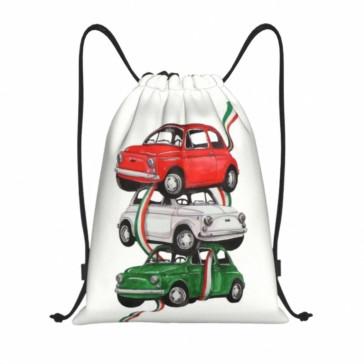 Custom Vintage Italia Bandera Coche Bolsas con cordón Hombres Mujeres Ligero Orgullo italiano Deportes Gimnasio Almacenamiento Mochila 78C0 #