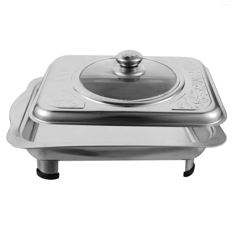 Assiettes en acier inoxydable Plaque de dîner Buffet Simple Tray Frying Pan Foods Support Baking Pans servir des ustensiles de pâtisserie Cover