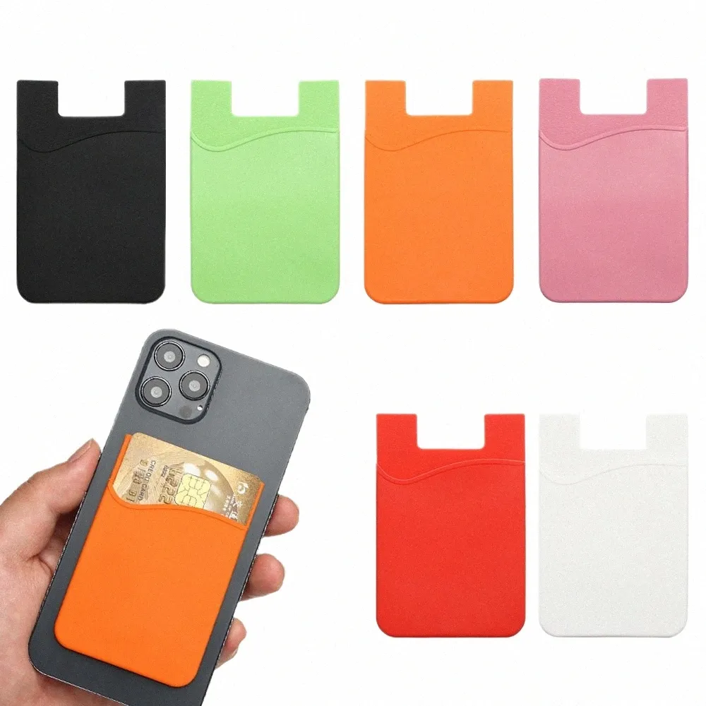 fi ID Card Holder Adhesive Sticker Cell Silice Phe Holder Cellphe Accories Busin Credit Pocket Wallet Case I56q#