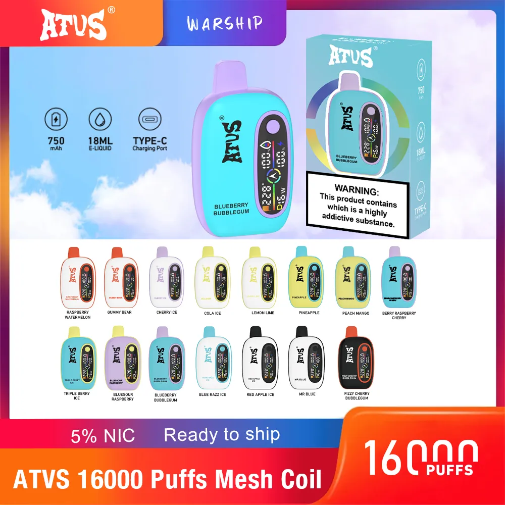 ATVS Warship Puffs Disponible Vaper 16000 16K Puff E Cigaretter Cigarett Vape Disponibla vapes Pen Device 750mAh