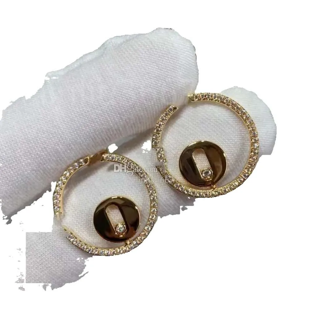 for Women Circle Diamonds Top V-gold Small Diamond in the Middle, Geometric Simplicity Classic Earrings with Box Mess