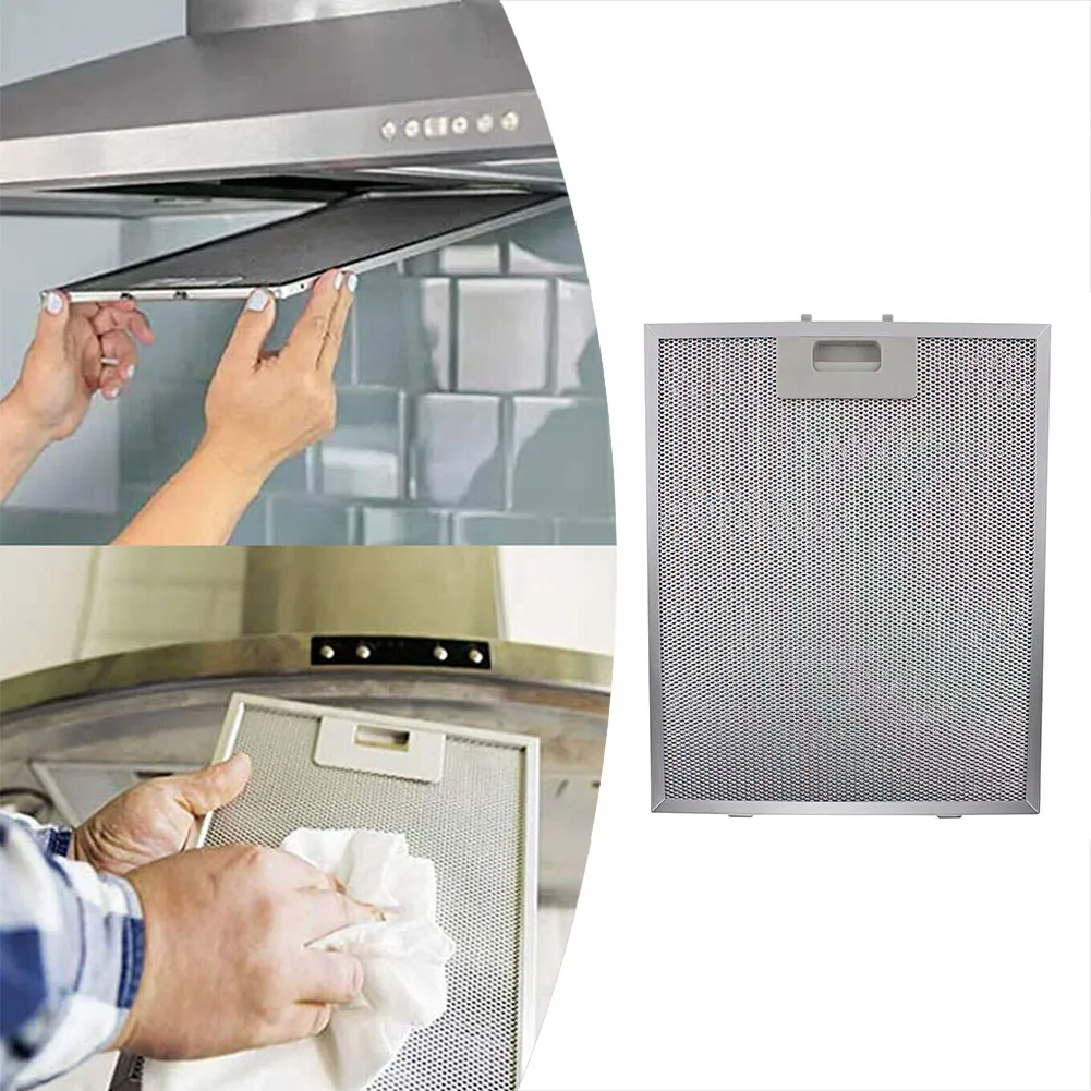 Aluminum Cooker Hood Filter 363x277x9mm, 5-Layer Metal Mesh Grease Filter For Range Hood Replacement, Silver Extractor Vent Filter, Universal Fit