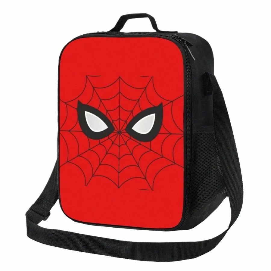 custom Classic Red Spider Web Lunch Bag Women Warm Cooler Insulated Lunch Box for Kids School Children 01et#