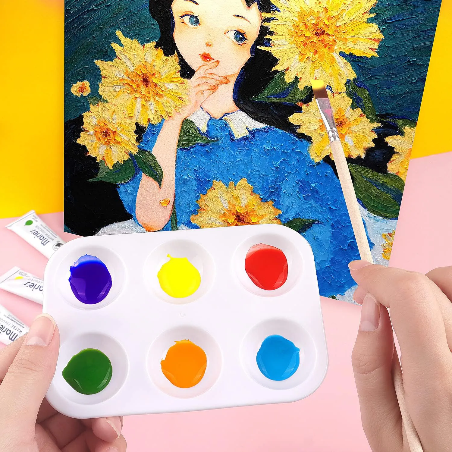 6 Hole Plastic Palette Painting and Doodling Watercolor Pigment Gouache Supplies Art Painting Paint Tray Oil Paint Accessories