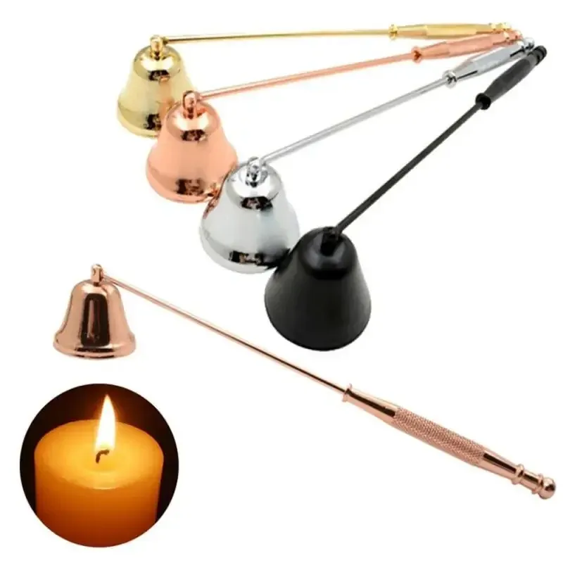 2024 Candle Snuffer Accessoires Vintage Decoratie kaarsenkap gereedschap Bell vorm Lange handgreep banket dooft veilig woningdecoratie 1. voor