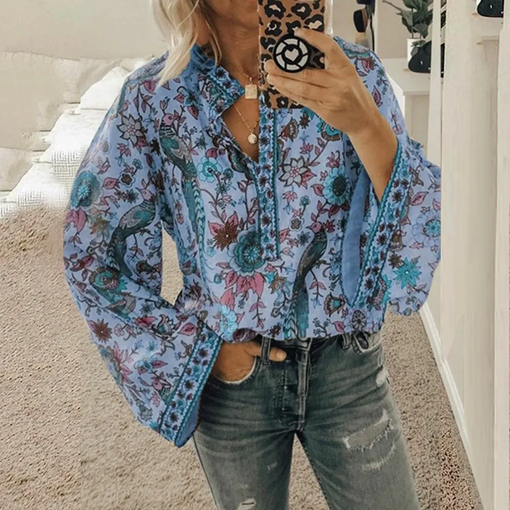 DHgate.com:Bohemian Style Floral Print Womens Blouse, Long DHgate.com:Bohemian Style Floral Print Womens Blouse, Long