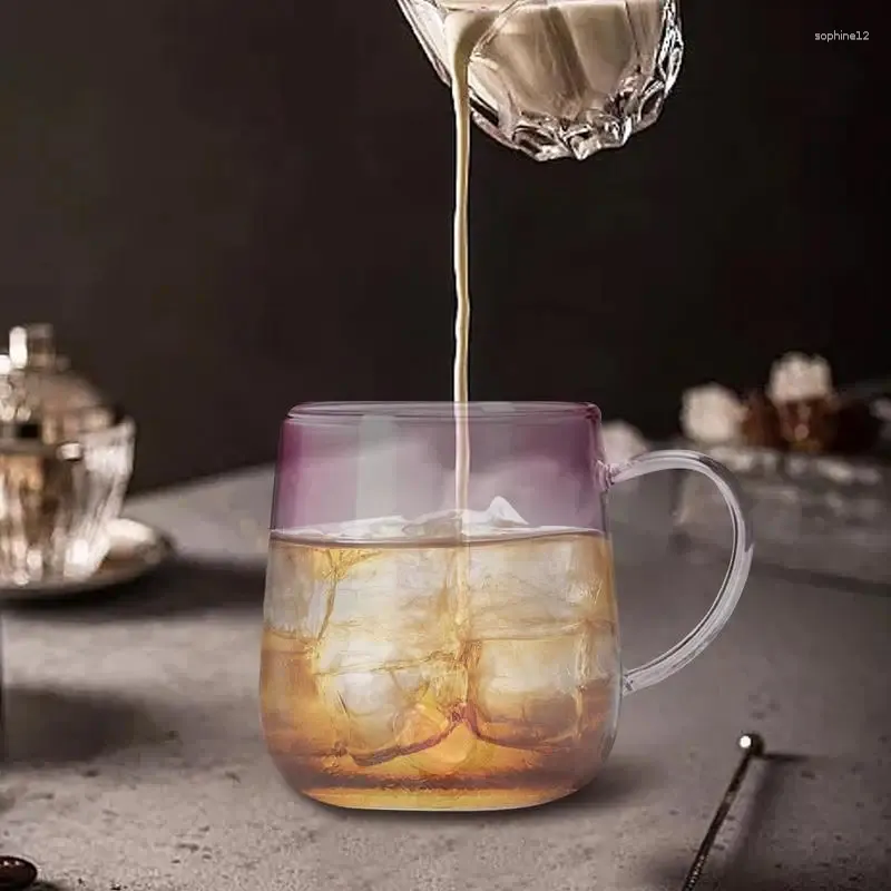 Bicchieri da vino Tazze da caffè in vetro Tazze da tè ad alta borosilicato a doppia parete resistenti al calore con manico per ragazze e ragazzi Forniture per la cucina domestica
