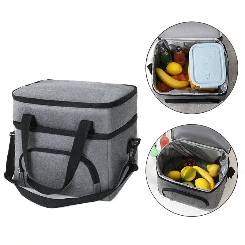 Doppelschicht Insulati Lunch Bag Tragbare Outdoor Picknick Kühler Eisbeutel Wasserdichte Große Kapazität Lebensmittel Thermal Bento Box Taschen W4vI #